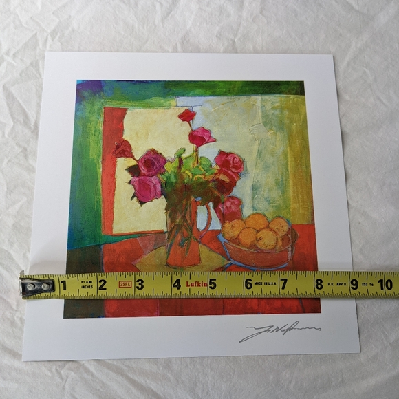Yuval Wolfson NWOT art print signed archival "Breakfast Table" floral yellow - Picture 8 of 9